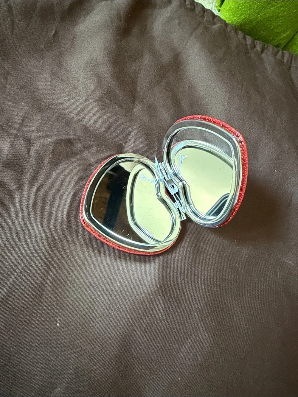 COACH Heart Shaped Red Glitter Compact Mirror